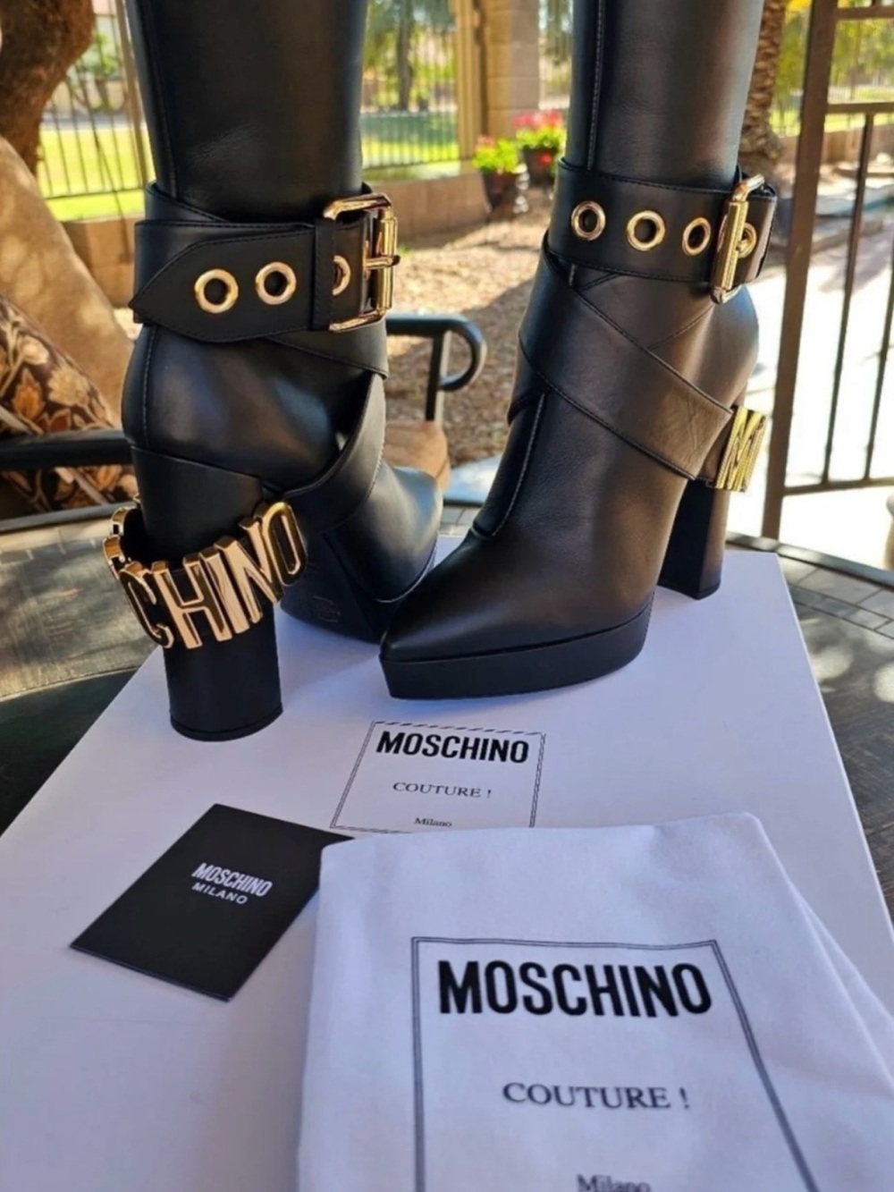 MOSCHINO buckle-detail 140mm boots